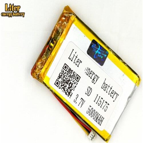1.5MM 3wire connector 115175 5000mah 3.7V Rechargeable charging lithium polymer battery for Smart mobile phone