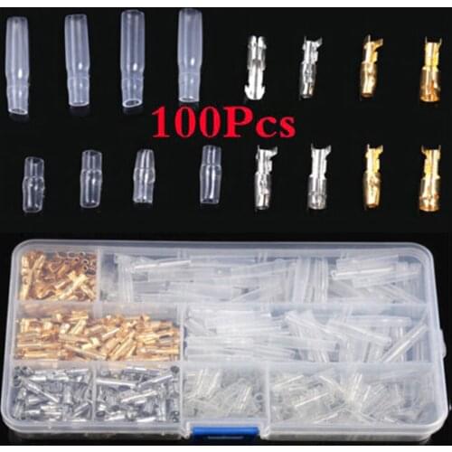 100 Sets DJ211-4A DJ221-4A 4.0 Male And Female Terminal Motorcycle Brass Bullet Connector Male & Female Terminal Kits 3.9MM 2021