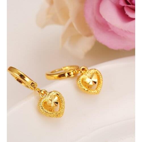 2 pairs Gold Heart Earrings Women/Girl,Love Trendy rhinestone Jewelry for African/Arab/Middle Easterncrystal best gift