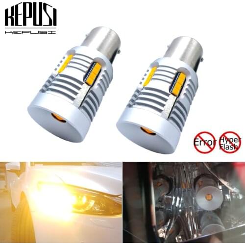 2x 2000Lm 24SMD 2020 BA15S P21W 7506 BA15S 1156 LED Bulbs Turn Signal Lights Lamps Extremely Bright Amber Yellow Canbus 12V 24V