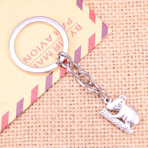 20pcs New Fashion Keychain 20x14mm koala bear Pendants DIY Men Jewelry Car Key Chain Ring Holder Souvenir For Gift
