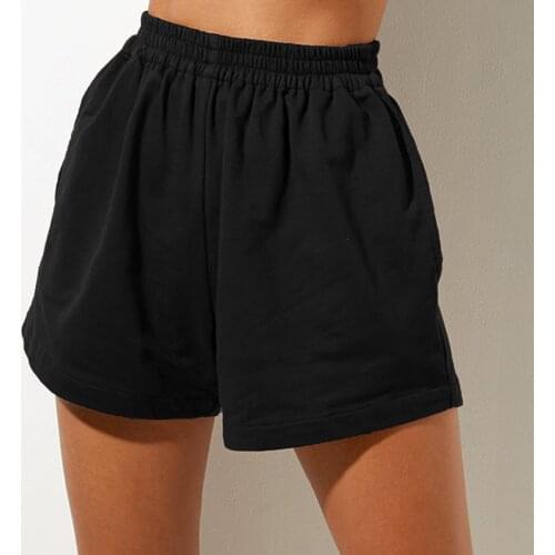 2021 Summer Casual Womens Solid Color Loose Sports Running Shorts Women Gilrs Drawstring High Waist Yoga Shorts Gym Sportswear