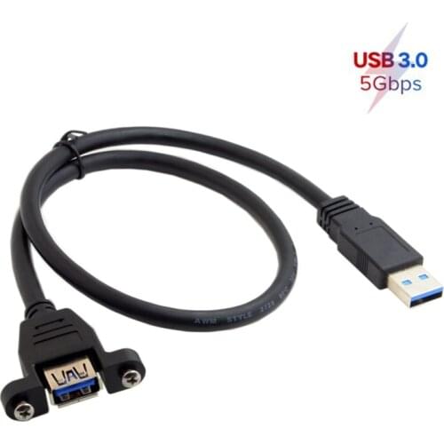 30cm 1M 3m USB 3.0 Male to Female Extension USB 2.0 Cable Cord with Panel Mount Screw hole lock connector Adapter for computer