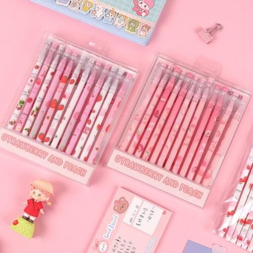 48PCS Fruit Gel Pens Girl Heart Office Signature Pen Peach Large Capacity Operation Pen Korean Stationery Office Accessories
