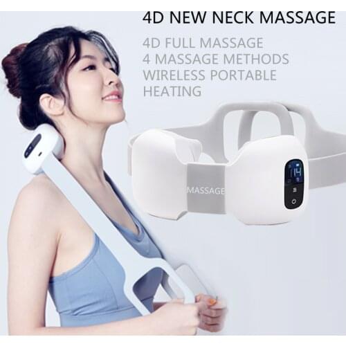 4D Electrical Shiatsu Back Neck Massage Shoulder Body Massager Infrared Heated Kneading Car/Home Massager Wireless and Portable