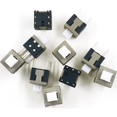 5.8*5.8MM Flat Head Self-locking Key Switch Double-row Six-pin Vertical No-locking Self-reset White Handle Straight-in 6 Feet