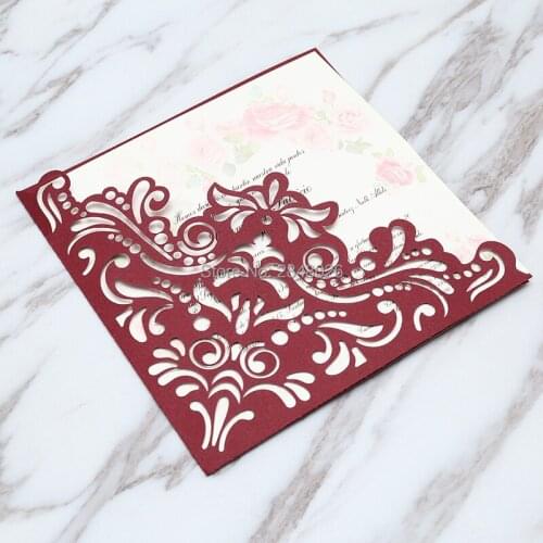 50pcs Personalized Laser cut pocket Wedding Luxury Envelope Card Modern Wedding/monogram wedding invitations