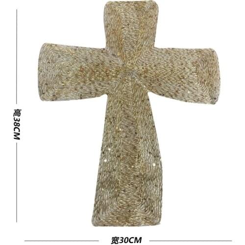 6pcs/lot Luxury Large Sequins Embroidery Patch Gold Cross Clothing Decoration Small Business Christmas Gift Sewing Accessories