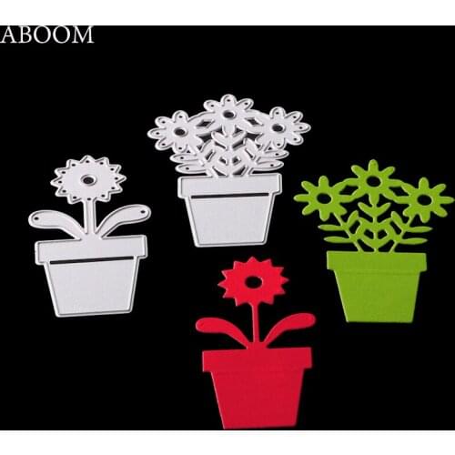 ABOOM New 2PCS/Set Flower Pots Die Cut Scrapbooking DIY Album Cards Paper Die Metal Craft Stencils Punch Cutting Dies Stencils