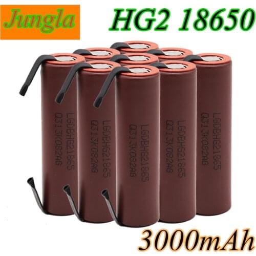 Battery 18650 HG2 3000mAh with strips soldered batteries for screwdrivers 30A high current + DIY nickel inr18650 hg2