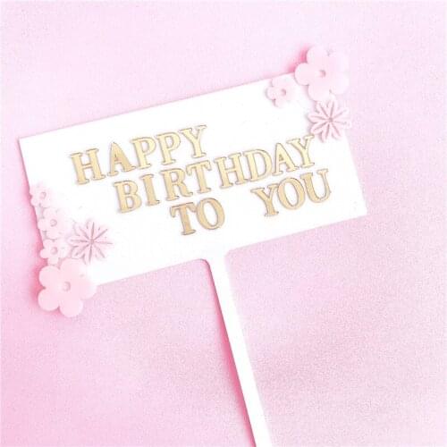 Acrylic Cupcake Topper For Kids Birthday Party Cake Decorations Baby Shower Happy Birthday to You Flowers Cake Topper