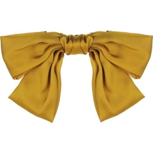 Large Silk Satin Dark Red Pink Yellow Black Green Bowknot Cloth Spring Clip Barrettes Hair Clips & Pins Headwear for Women