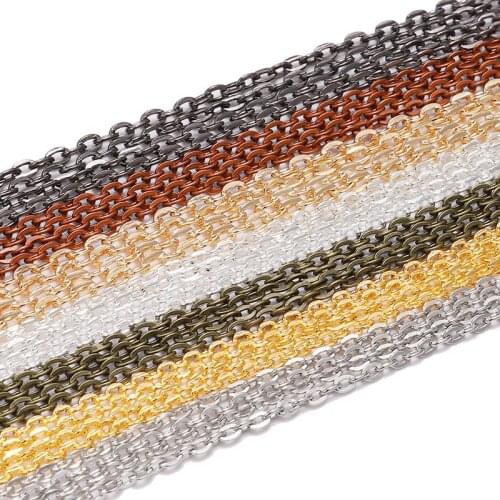10m/lot Rhodium Bronze Brass Color Long Necklace Cable Chains For DIY Handmade Jewelry Findings Making Materials Accessories