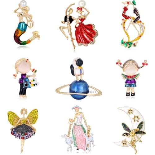 Ballet Girls Enamel Brooches For Women Flower Fairy Lapel Badges For Clothes Jewelry Collar Pins Gifts Accessories For Friends