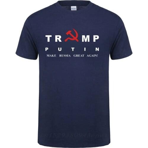 CCCP Communism USSR Soviet Union Donald Trump Vladimir Putin Make Russia Great Again T-Shirt For Men Male Casual Cotton T Shirt