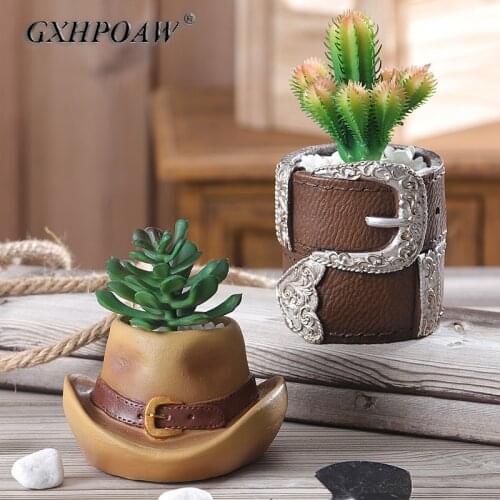 Personality Cowboy Hat Succulents Flowerpot Creativity Delt Duckle Design Art Resin Flower Pots Home Decoration Fine Ornaments