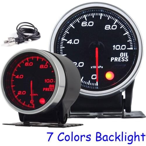 52MM Oil Press Gauge Smoke Lens 0-10 Bar PSI Oil Pressure Meter With Stepper Motor Oil Pressure Sensor 1/8NPT Turbo Boost