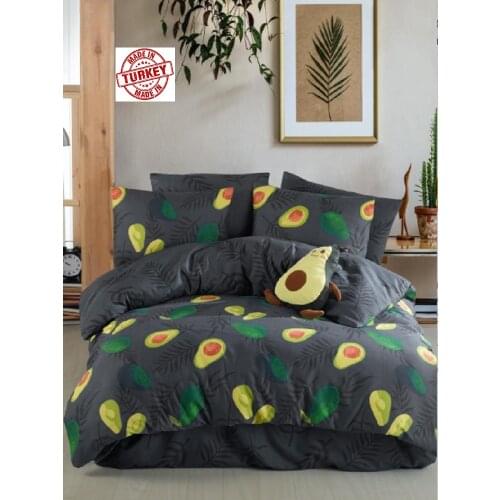 4 PIECES BEDDING SET 100% COTTON 200x220 CM - AVOCADO PATTERNED- FROM TURKEY