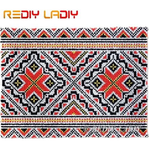 Latch Hook Rug Red Black Yellow Plush Tapestry Kits Crocheting Cushion Mat DIY Carpet Rug Chunky Yarn Arts & Crafts 81*61cm