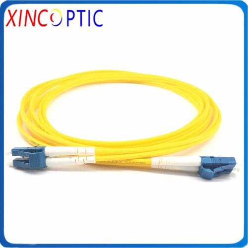 LC/UPC-LCUPC 9/125 Single Mode Duplex 3.0mm,1/2/3/5M,PVC Yellow Jacket,OS1 SM Dual Fiber Optic Patch Cord Jumper Cable