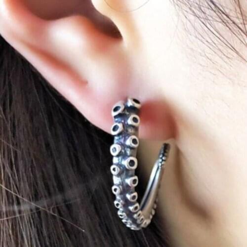 Fashion Octopus Tentacle Earring Vintage Punk Ear Piercing Earrings For Women Men Gothic Hip Hop Octopus Foot Stud Earring