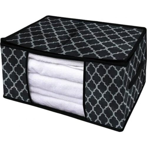 Washable Storage Bag Foldable Dustproof Non-Woven Fabric Moisture-proof Clothes Quilt Zipper Storage Box for Bedroom