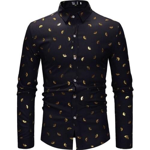 2019 Fashion Flower Print Mens Formal Business Shirt Vogue Cotton Stand Collar High Neck Long Sleeves Top For Men Solid Color