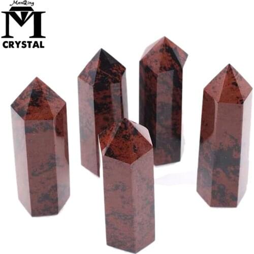Natural Crystal Stone Quartz point wand Red obsidian Column Obelisk Wand Meditation Chakra Healing Crystal 4-6