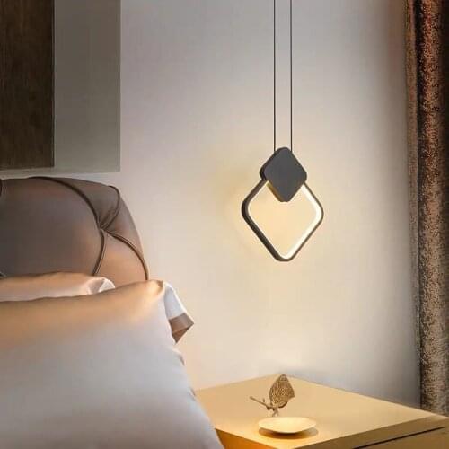 Nordic Simple Pendant Lights Modern Led Hanging Lamps Bedroom Bedside Iron Art Line Hanglamp Living Room Background luminaria