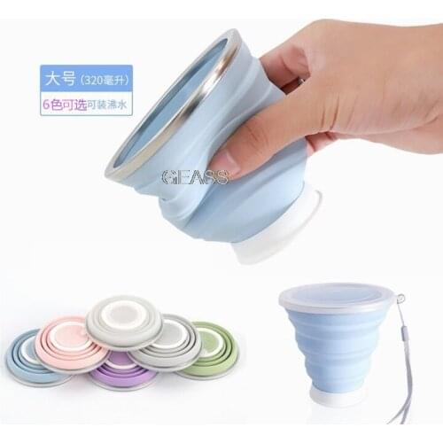 The new creative gifts 320ml silicone folding cup travel outdoor portable retractable cup readily cup coffee cup