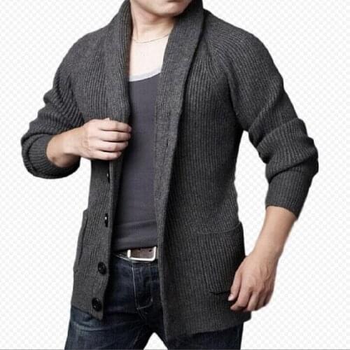 New Winter Thick Warm Sweater Men Wool Sweaters High-quality Mens Hooded Loose Wool Cardigan Coats