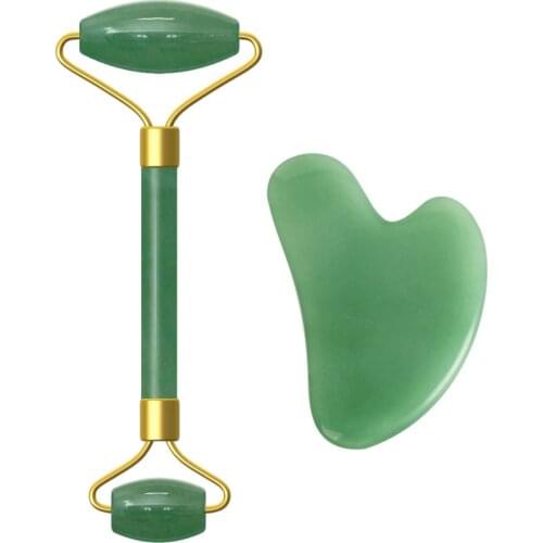 Rose Quartz Roller Face Lifting Tool Jade Gua Sha Roller Face Massager Wrinkle Removal Guasha Tool Jade Facial Massager with Box