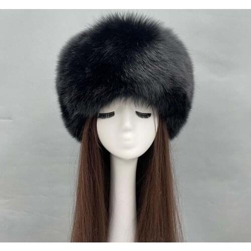 Russian Black Winter Unisex Hat High Quality Fox Hat Popular Style Female Tail Cap