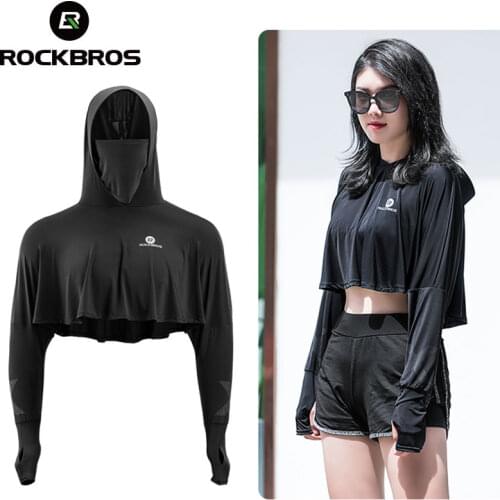 ROCKBROS Cycling Jersey Sun Protection Sport Long Sleeve Shawl Women Summer Anti-UV Ice Silk Breathable Shirt Sunscreen Clothing
