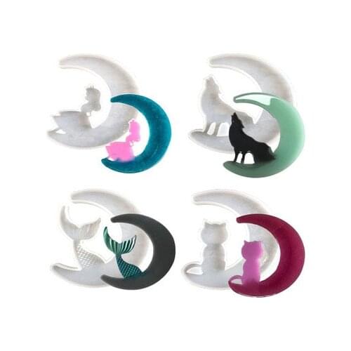 Moon Mermaid Fishtail Girl Scrapbooking Silicone Mould For DIY Resin Decorative Craft Jewelry Making Mold Epoxy Resin Molds