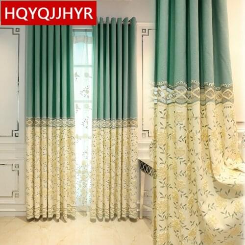 HQYQJJHYR Modern Pastoral High Quality Villa Embroidered Blackout Curtains For Bedroom Living Room Window Girl Room Curtains