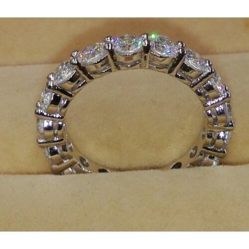 Women Fashion Round Cut Angel Jewelry 925 Sterling Silver White CZ Simulated stones Wedding Circle Female Ring Size 5-11