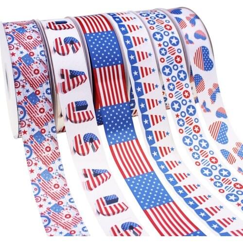 10/50Yard Independence Day Series Polyester Rib Ribbon Ribbon Gift Decoration Ribbon 3.8cm Wide