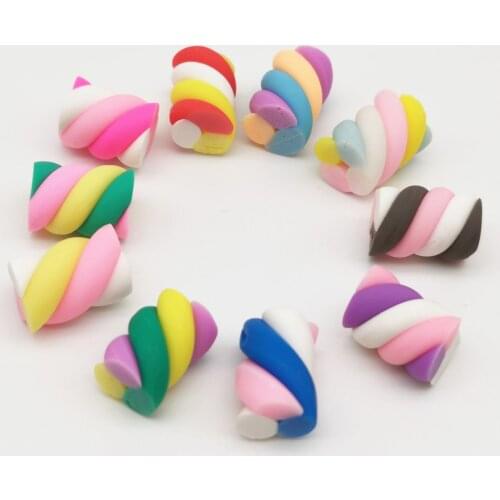 10pc 15*10mm Mixed Colour Soft Polymer Clay Marshmallow Candy Cabochons Flatback For DIY Decoration Handmade Materials
