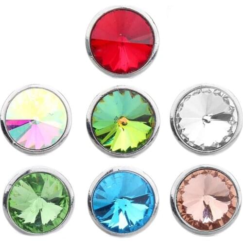 10pcs/lot New Snap Jewelry Rhinestone Round Metal Flower 18mm Snap Buttons for Snap Bracelet Necklace DIY Charms Jewelry