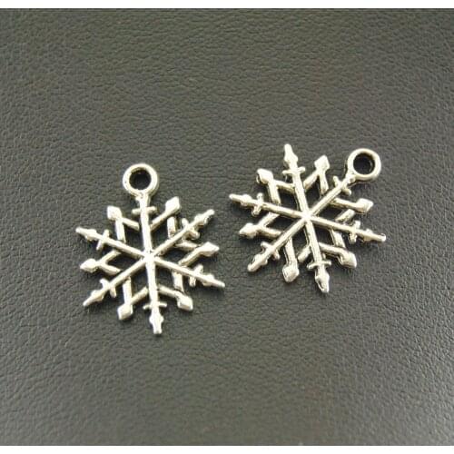 10Pcs Silver Color Christmas Snowflake Charm Fit Bracelets Necklance DIY Metal Jewelry Making 20x15mm A757