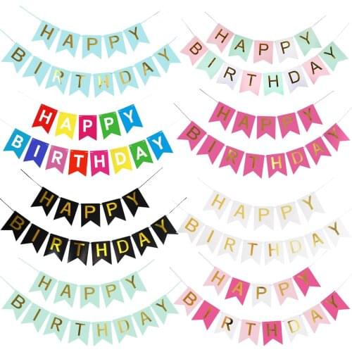 11.5*16cm Themes Happy Birthday Banner Baby Shower Birthday Party Decorations Photo Booth Happy Birthday Bunting Garland Flags