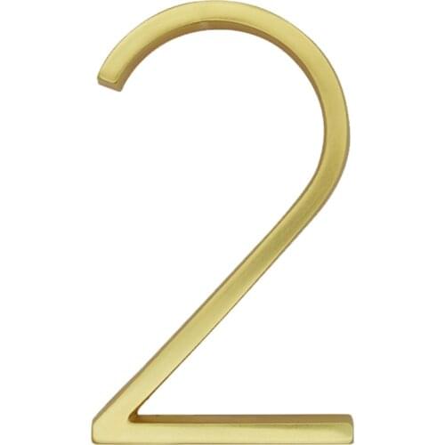 127mm Golden Floating Modern House Number Satin Brass Door Home Address Numbers for House Digital Outdoor Sign Plates 5 In. #B