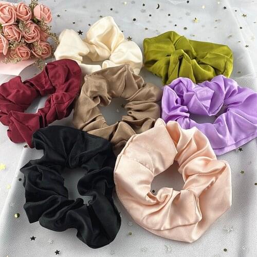 4pcs/pack Women Elastic Satin Silk Scrunchies Girls Black Rubber Hair Bands Solid Color Hair Ties Rope Chouchou Accessories Set