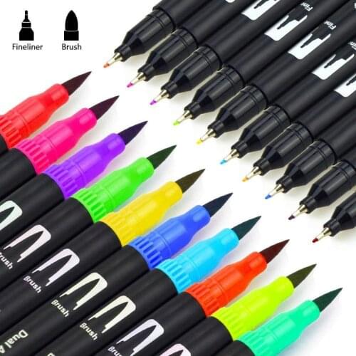 48/60/72/100/120 color water-soluble double-headed marker pen art watercolor pen professional set for artistic drawing