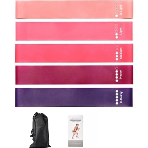 5Pcs/set Resistance Bands with Different Resistance Levels Yoga Bands Home Gym Exercise Fitness Equipment Pilates Training