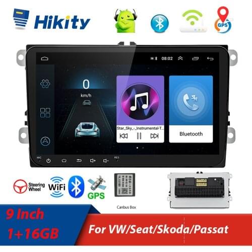 Hikity 2din car radio Android 8.1 Multimedia Player GPS navigation WIFI RCA Stereo for VW Volkswagen Golf Skoda Seat Auto Radio
