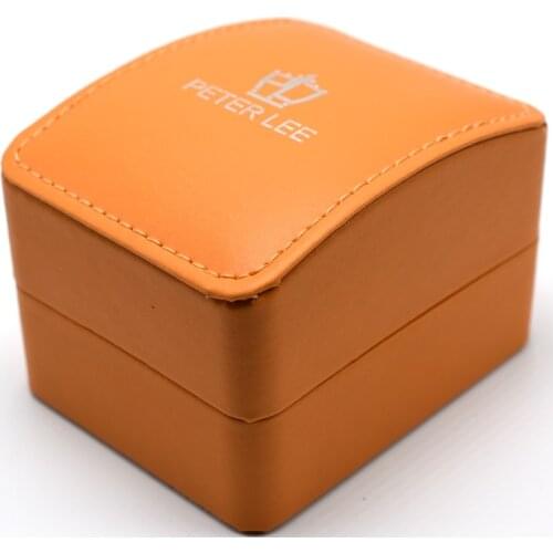 Free Shipping PETER LEE Brand Fashion Luxury Orange Leather Watch Box With Pillow Package Case Watch Jewelry Storage Gift Box