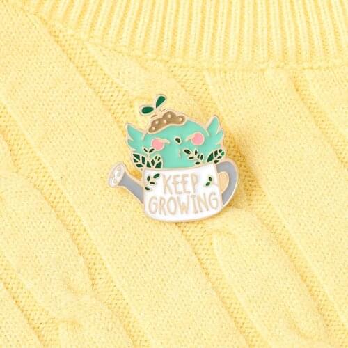 Keep Growing Nature Plant Enamel Pins Leaf Badges Succulent Brooch Accessories Jewelry Gifts For Lady Plant Lover 2021 Wholesale