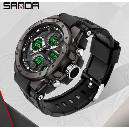SANDA Mens Military Sports Electronic Watches Waterproof Shock Man Top Luxury Clock Digital Writwatch relogio masculino 2020